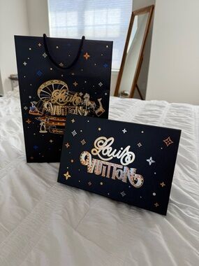 Louis Vuitton Holiday Gift Box Set + Bag Ribbon Tag Packaging Bundle